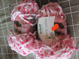 Flauschiges Gruendl Garn Funny Color, Farbe Rosa/Weiss, NEU!