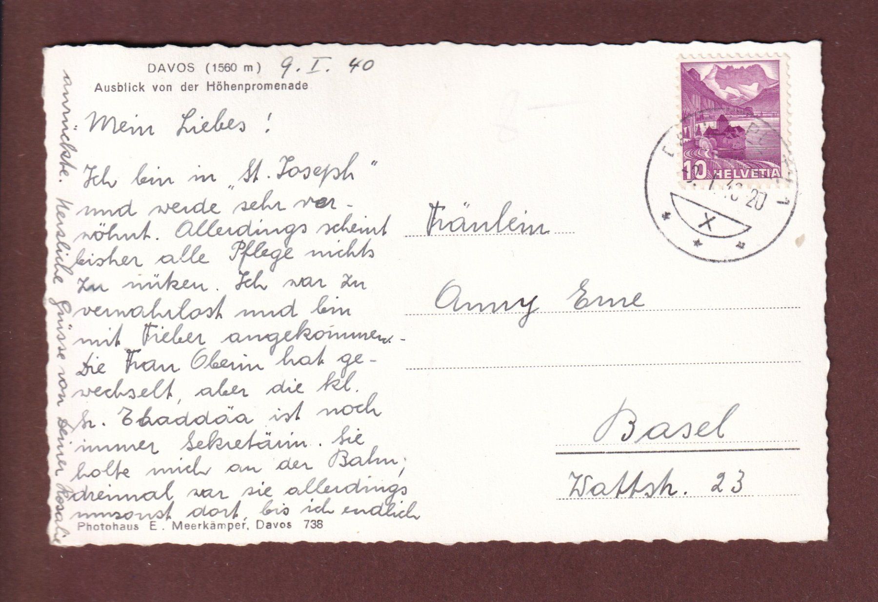 Ansichtskarten: DAVOS - Teilansicht - 1940 – Gebraucht aus Pully von nicecards 1