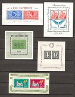 5 postfrische CH Block-Ausgaben 1937 - 1955 ** KP 400.--