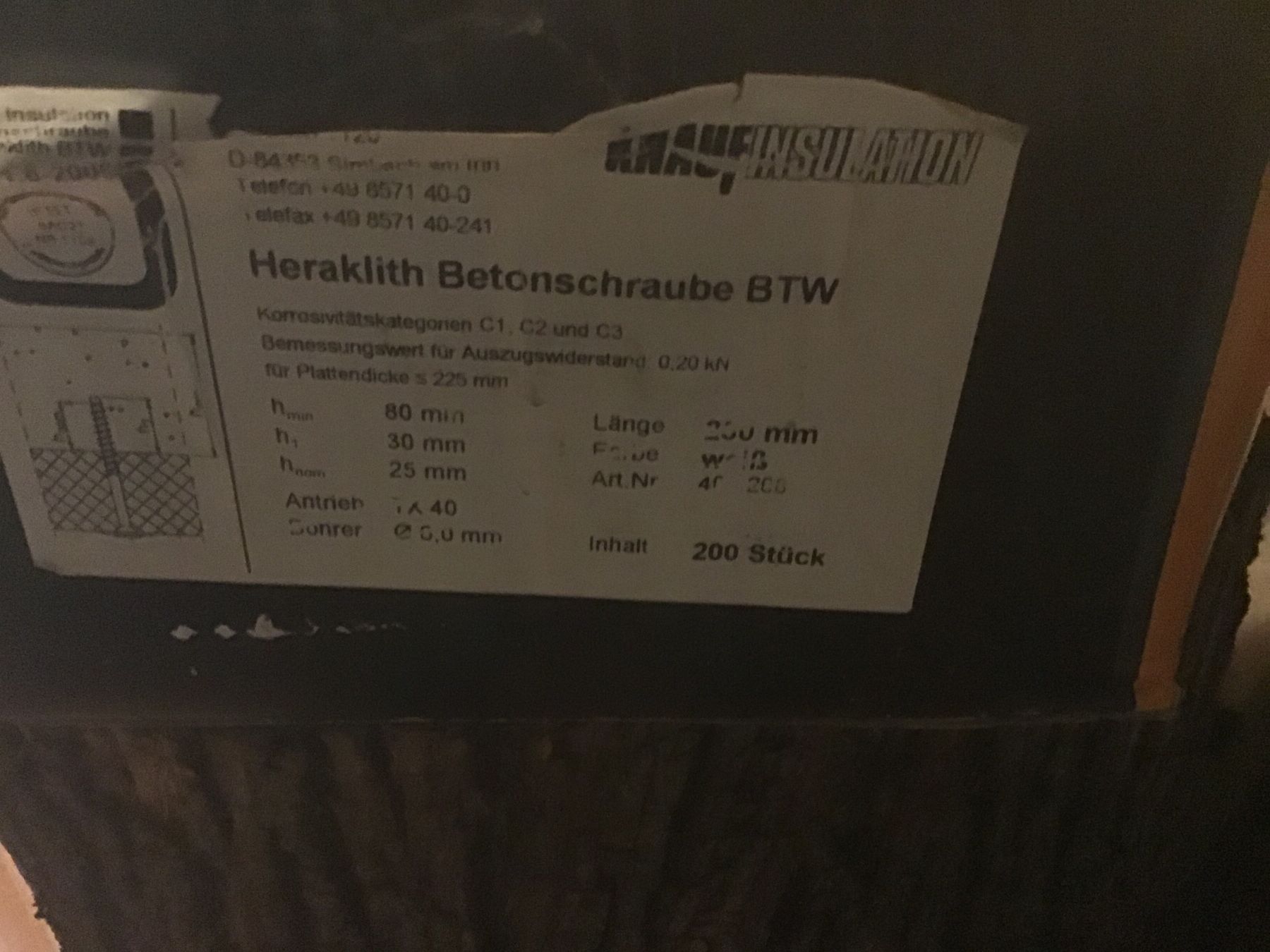 Ferramenta: Betonschrauben Knauf Insulation, 250 mm – Nuovo (secondo la descrizione) da Ballwil venduto da Lunahimmel 2