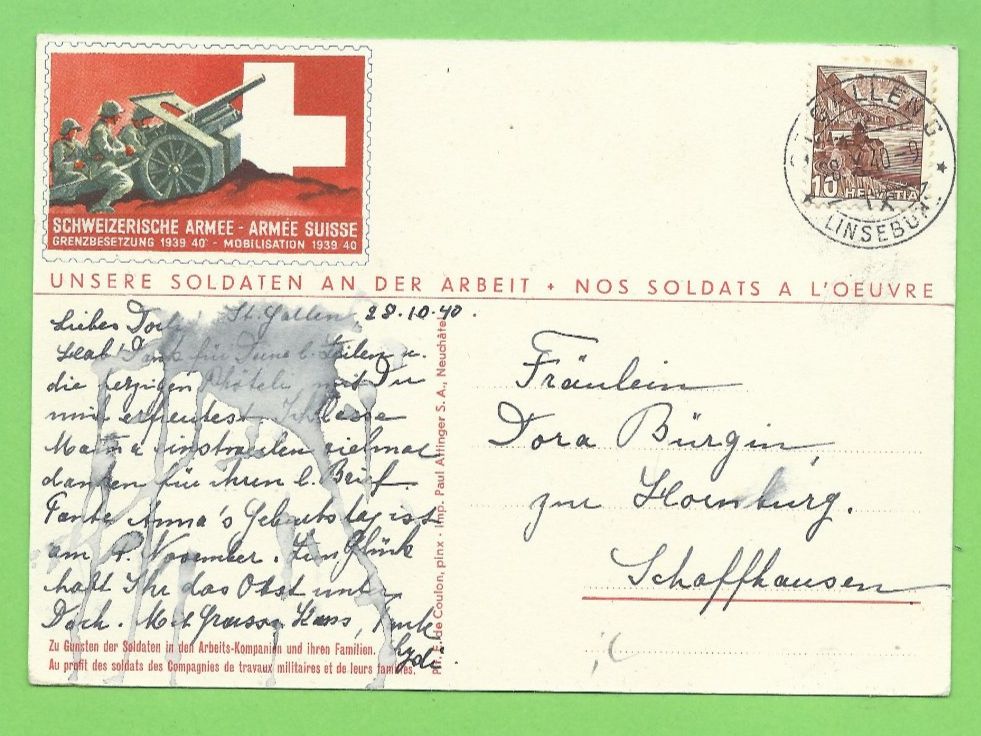 Cartoline postali: Schweizer Armee 1939/40 Postkarte – Usato da Zürich venduto da t24_de 1