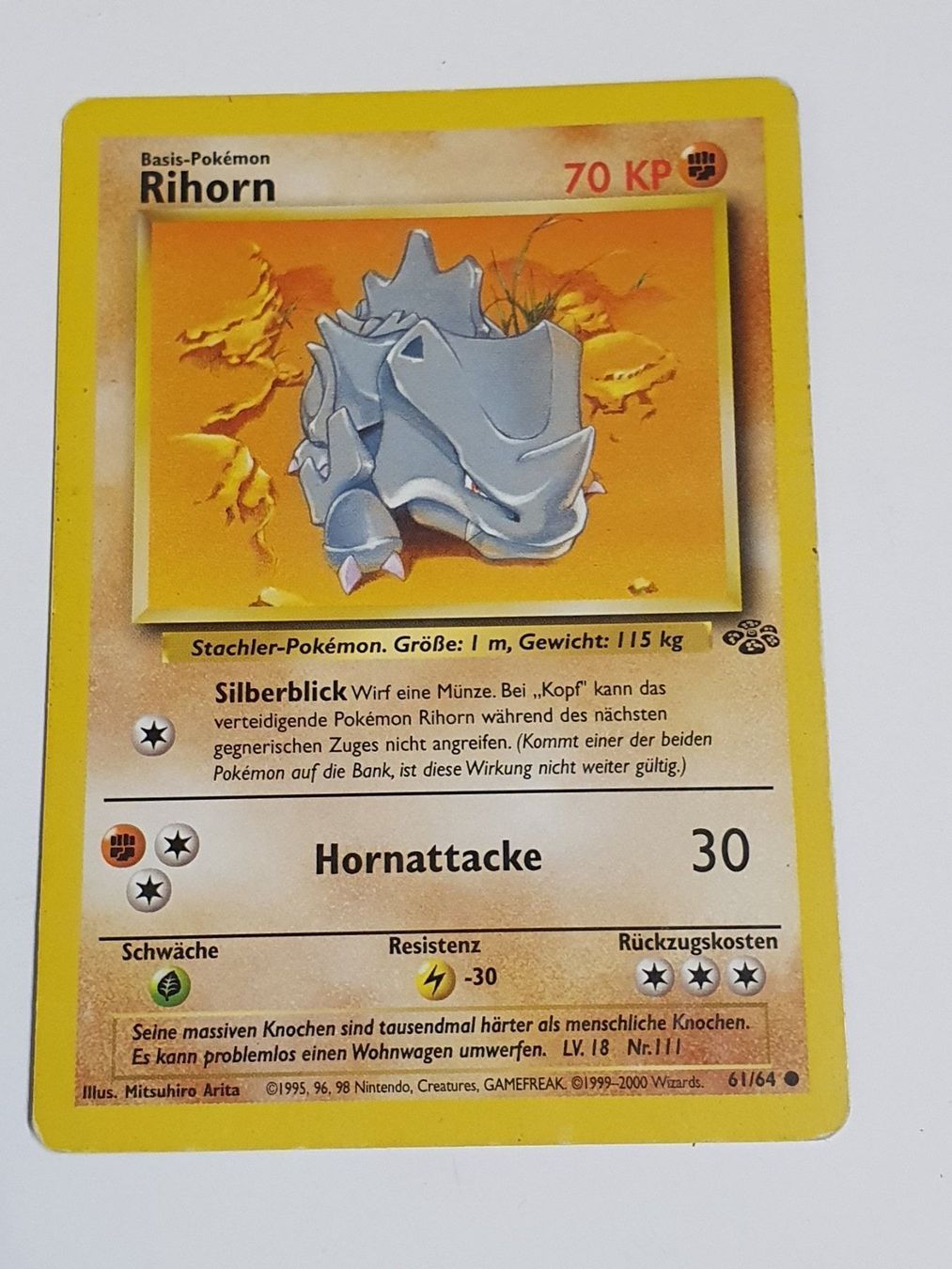 Pokémon Carte collezionabili: Rihorn 2000 Pokémon Karte – Usato da Oberdorf BL venduto da BaldenEagle