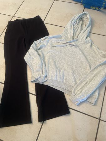 H&M Set Hoodie grau M und schwarze Hose S