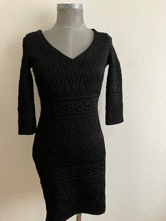 Robe noire élégante manches 3/4 T S New Look