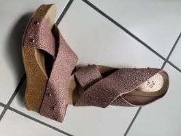 Leder Pantolette rosa glitzer