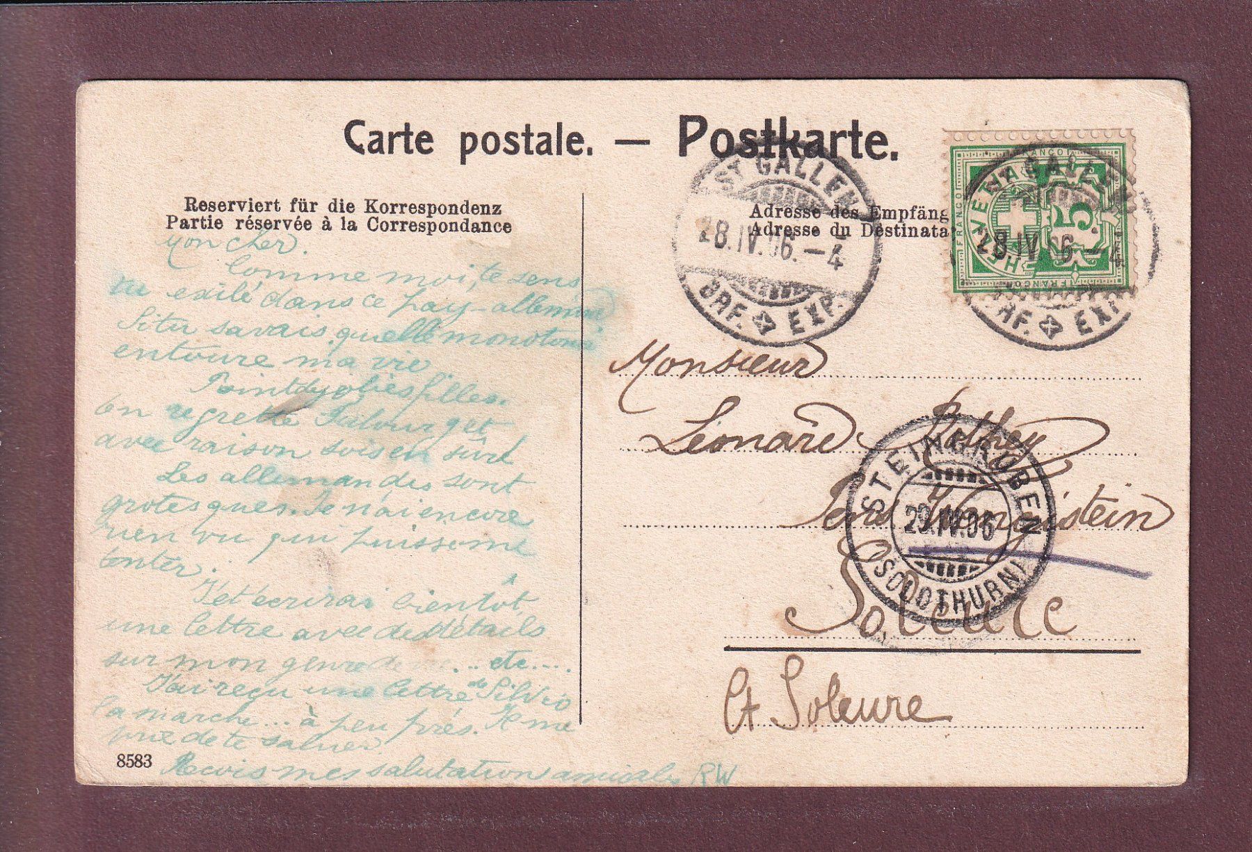 Cartes postales: ST. GALLEN - Broderbrunnen - 1906 – D'occasion à Pully par nicecards 1
