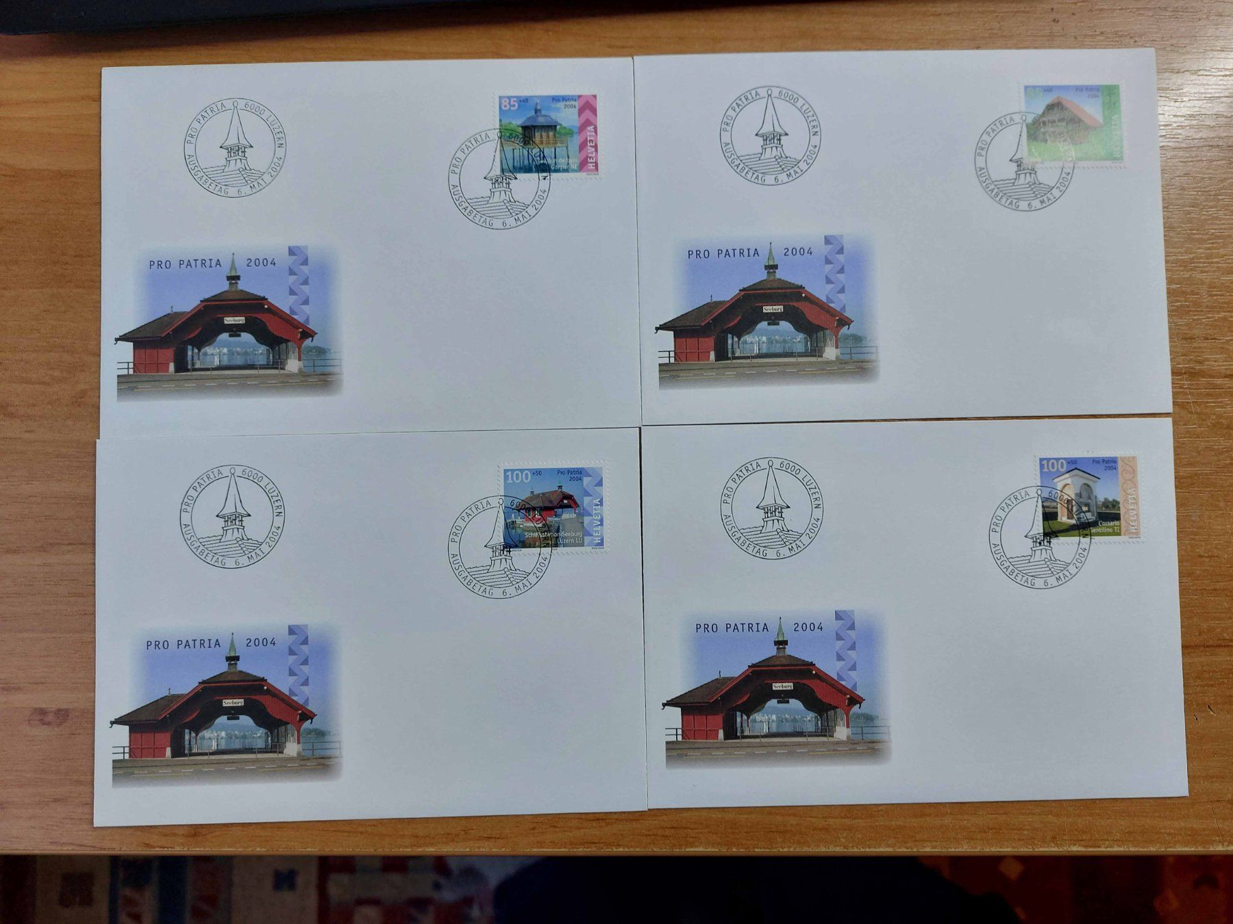 Tutti i francobolli: FP2004 - 4 FDC Pro Patria 2004 – Usato da Trélex venduto da Phil_Albert