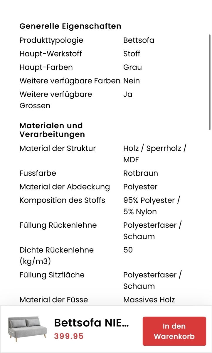 Conforama Sofas: gratis Bettsofa NIELS Polyester  – D'occasion à Chur par lululemooon 4