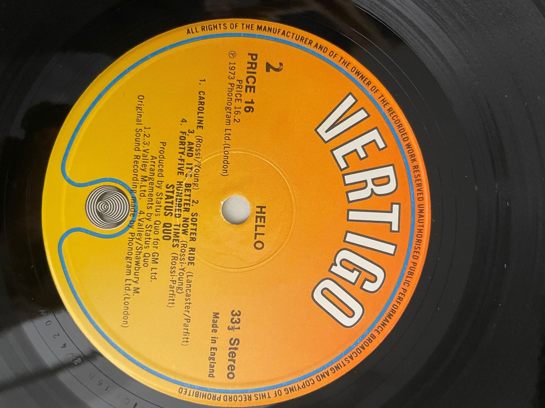 Dischi in vinile: Status Quo LP - Hello (UK Pressung) – Usato da Winterthur venduto da Tumko_7_Vinyl 1