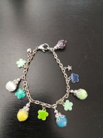 Bettelarmband Armband Boho mit Glas Kugeln und Blumen NEU