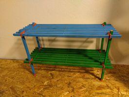 Holz-Schuhregal, blau/grün