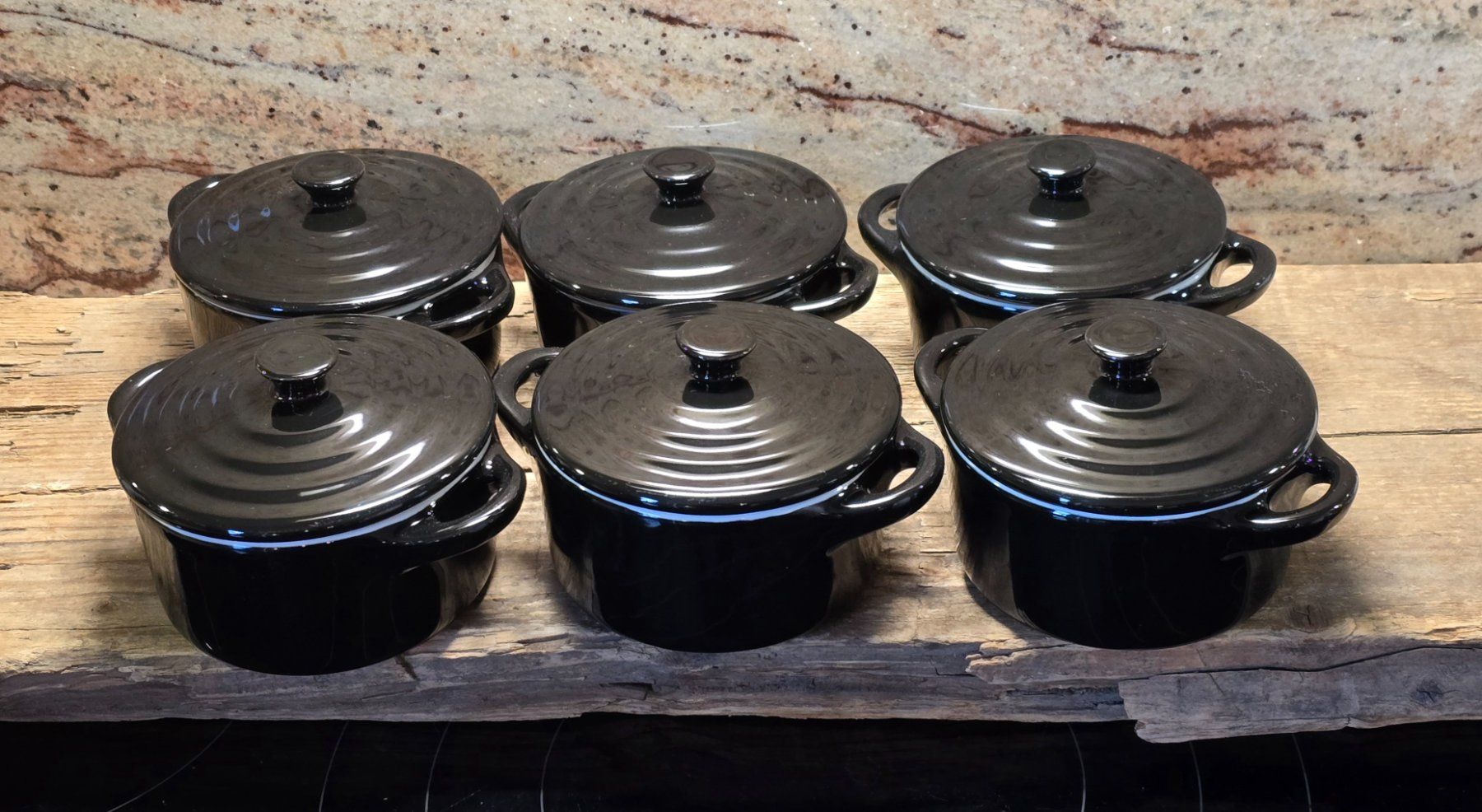 6 Neue Mini-Cocette aus Keramik mit Deckel für den Ofen (Neu (gemäss ...