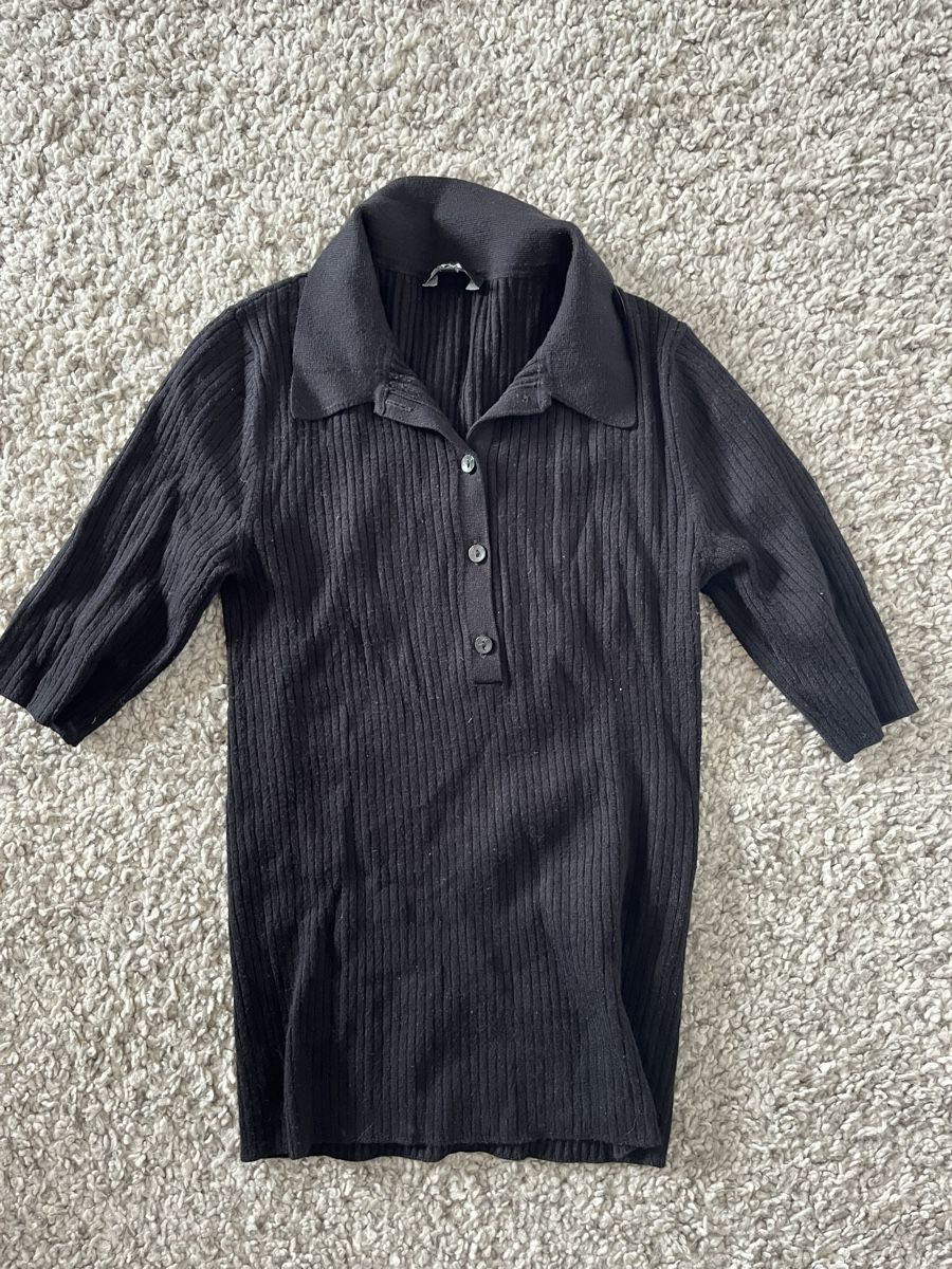 H&M T-shirt: Schwarzes Strickoberteil mit Kragen – Nuovo (secondo la descrizione) da Sevelen venduto da sarah_selina 2