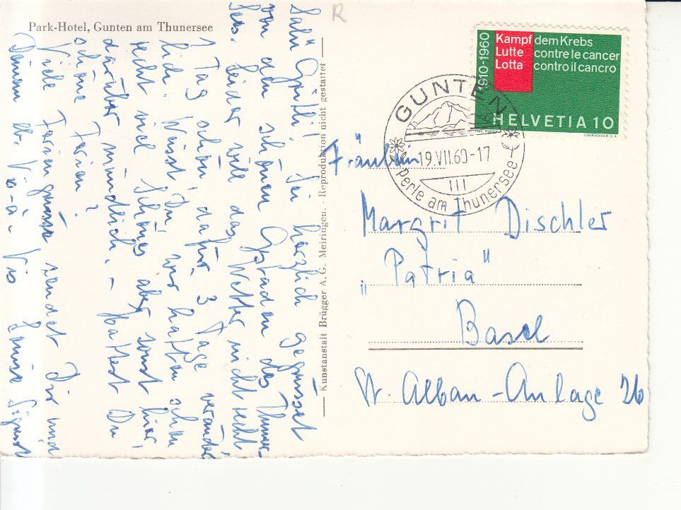 Ansichtskarten: Gunten Parkhotel 1960 – Gebraucht aus Bürglen TG von StampGraf 1