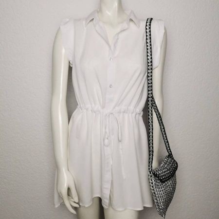 Weisses Hemdblusenkleid - S