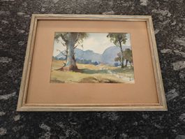 Aquarell Landschaft mit Baum – W. Serkin 1966