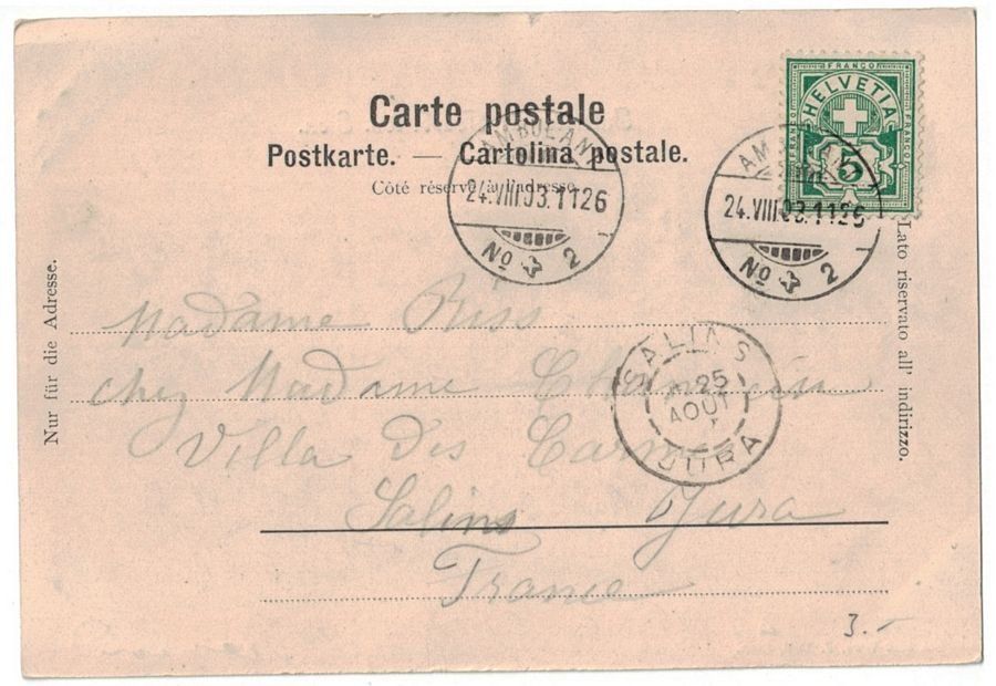 Cartoline postali: Sion, Intérieur de Tourbillon, ruines, circulée 1903 – Usato da Frauenfeld venduto da POML 1