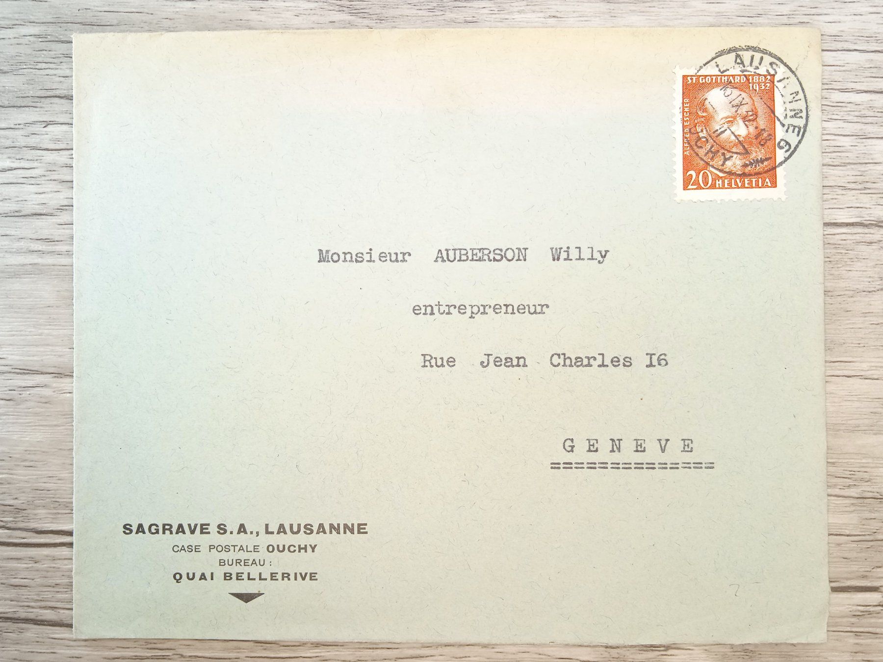 Alle Briefmarken: TR66 Enveloppe + Timbre Suisse 1932 – Gebraucht aus Cousset von Patrick_Collections