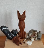 😺😺😺Lot Katzenfiguren aus Holz, Keramik, Stein + Porzellan