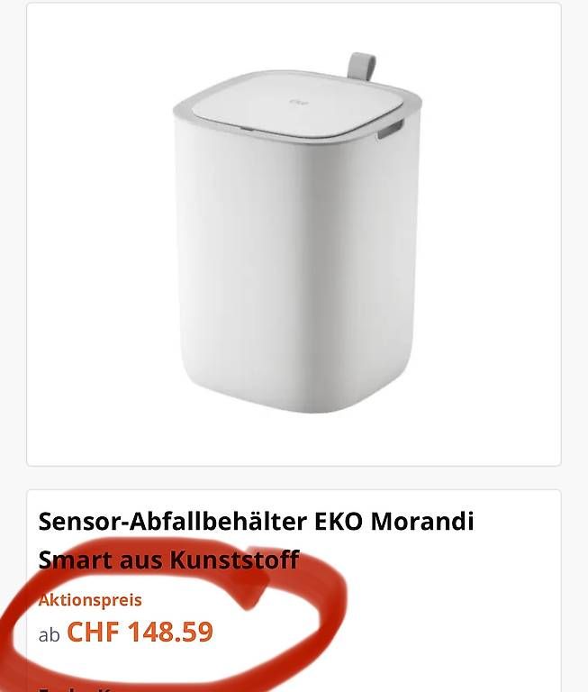 Cestini per rifiuti: Sensor-Abfallbehälter EKO Morandi Smart aus Kunststoff – Nuovo e nell'imballaggio originale da Necker venduto da liq24 4