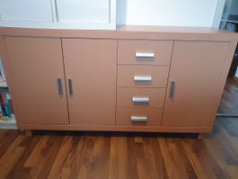 Stabiles Sideboard mit 4 Schubladen und 3 Tueren braun