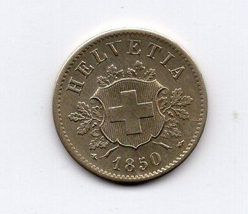 Tutti le monete: (978) Schweiz, 10 Rappen 1850, top stgl – Usato da Rüthi (Rheintal) venduto da erdnuessli1 1