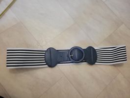 Damen Taillengürtel gestreift elastisch blau weiss
