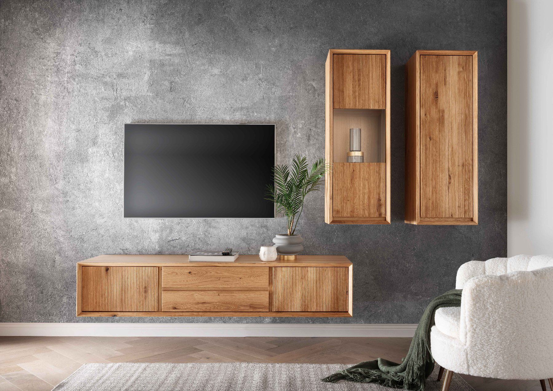 Cassettiere: Sideboard LAS VEGAS mit Rillenfront Wildeiche massiv 180 cm – Nuovo e nell'imballaggio originale da Unterentfelden venduto da moebelrufli 2