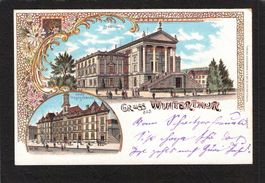 Leucht Litho Gruss aus Winterthur , gel. 25.IV.1900
