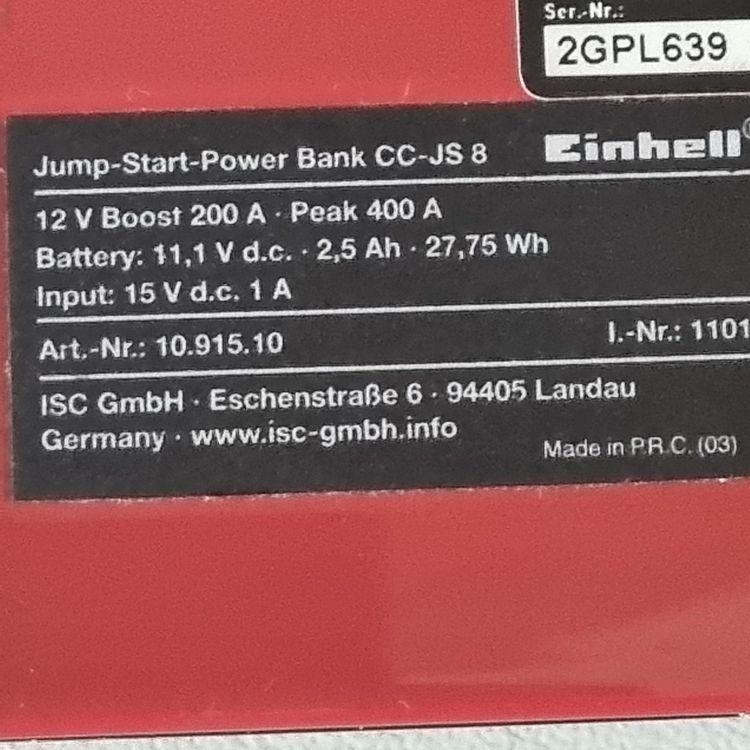 Einhell Jump-Start Power Bank 