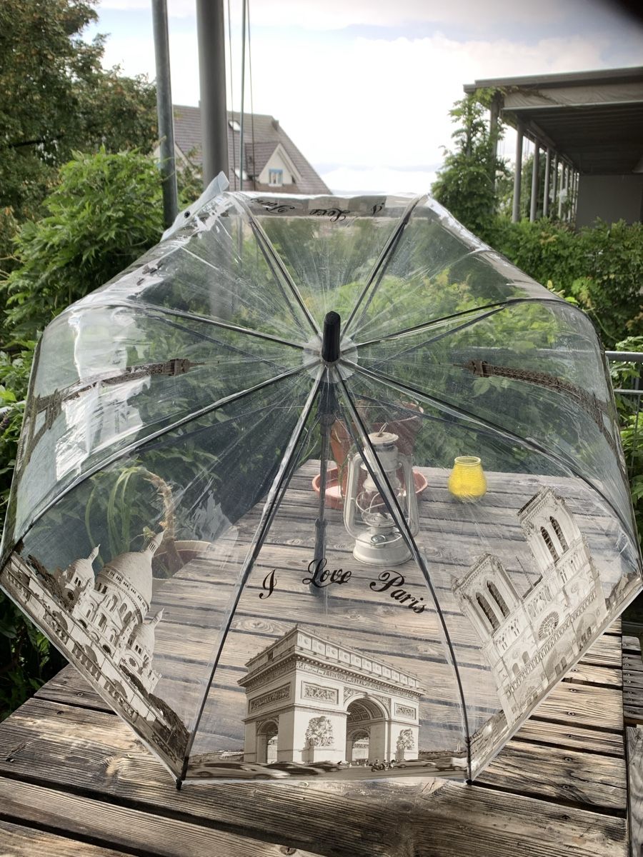 Ombrelli: Regenschirm durchsichtig mit Paris-Motiven – Usato da Uster venduto da Flummi 1