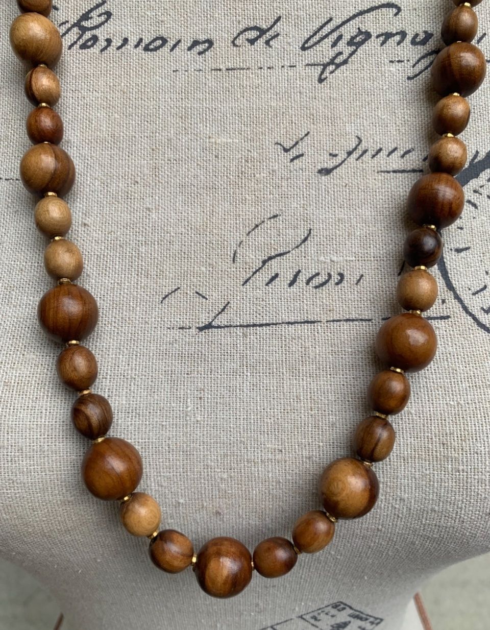 Ketten: Superbe collier en PERLES DE BOIS boules dorées intercalées – Neu (gemäss Beschreibung) aus Martigny von only__you 5