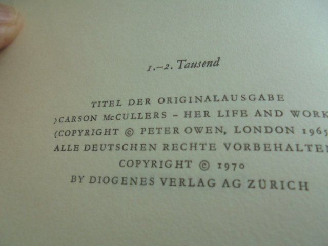 Libri: CARSON MC CULLERS Biographie – Usato da Hinwil venduto da Glasperlen 1