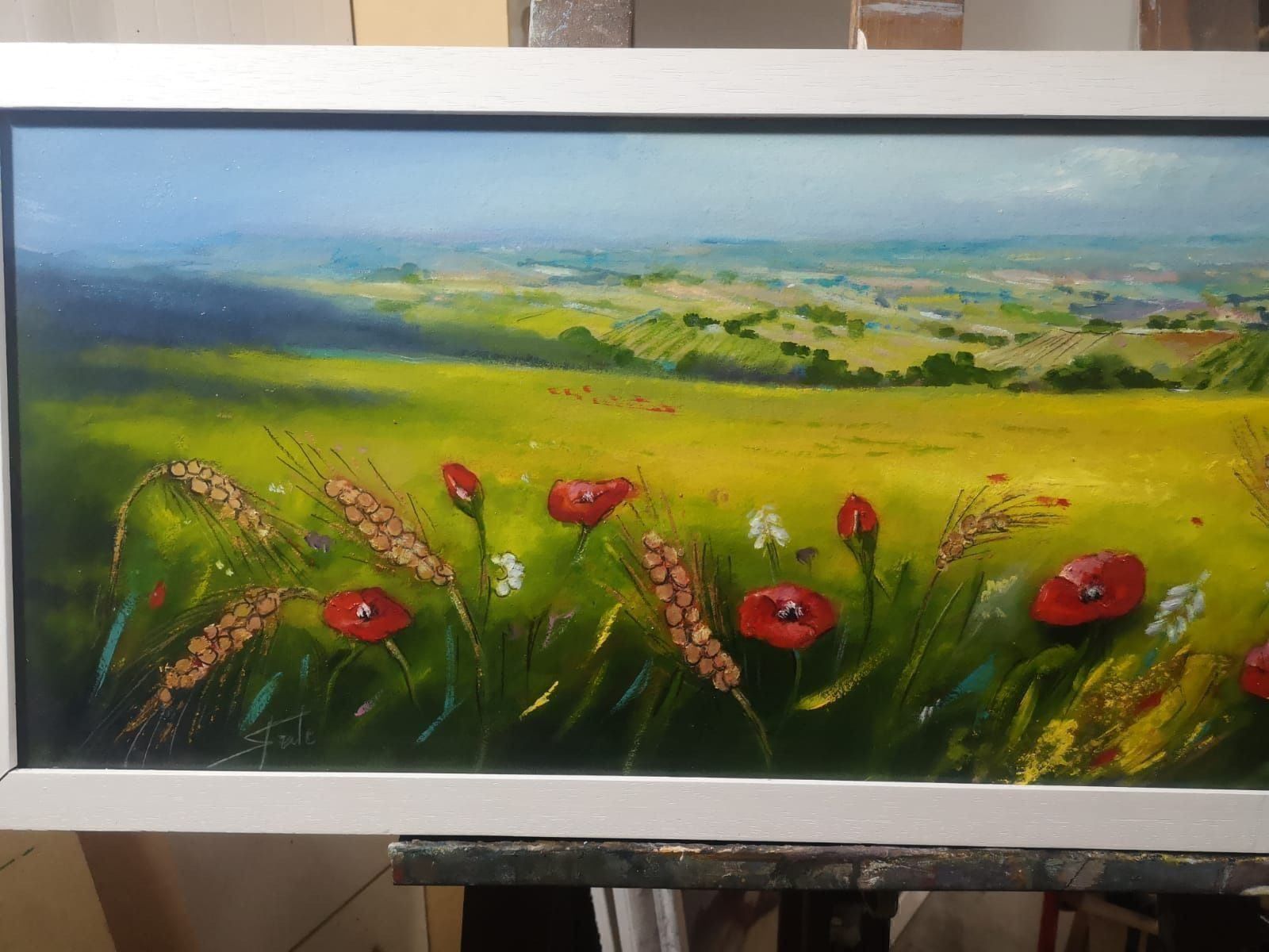 Dipinti: - Italienisches Gemälde - MOHNBLUMEN - 88x28cm – Nuovo e nell'imballaggio originale da Basel venduto da mar_rlr9 3