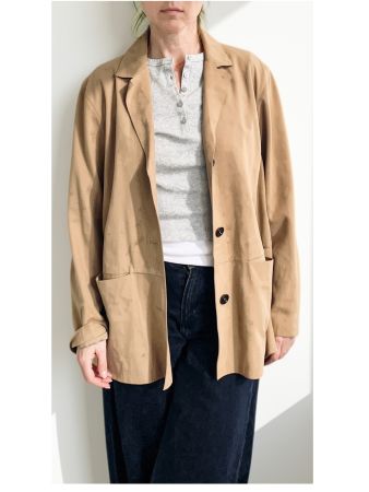 Massimo Dutti Echtleder Jacke Veloursleder camel