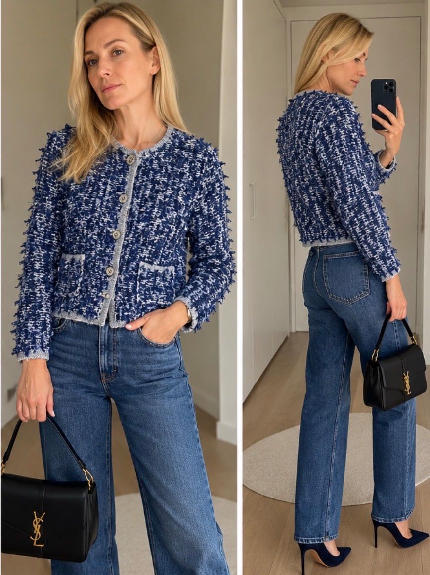 Max Mara Jacken: Weekend Max Mara Blue Bouclé Cardigan Jacket – Neu (gemäss Beschreibung) aus Lugano von fer_ckb9