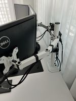 Monitorhalterung weiss Doppelarm verstellbar gute Zustand