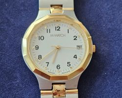 ✔️Elegante Original M-WATCH Swiss Uhr Bicolor Gold/Silber