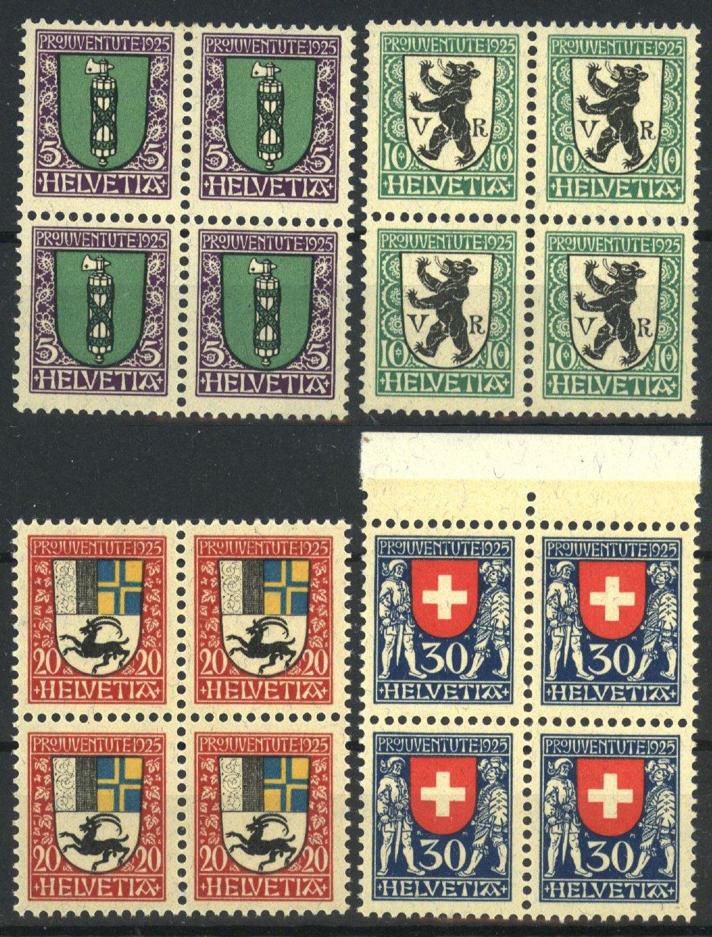 Tutti i francobolli: 1925, Pro Juventute, Viererblöcke ** – Nuovo (secondo la descrizione) da Willisau venduto da Vollstempel