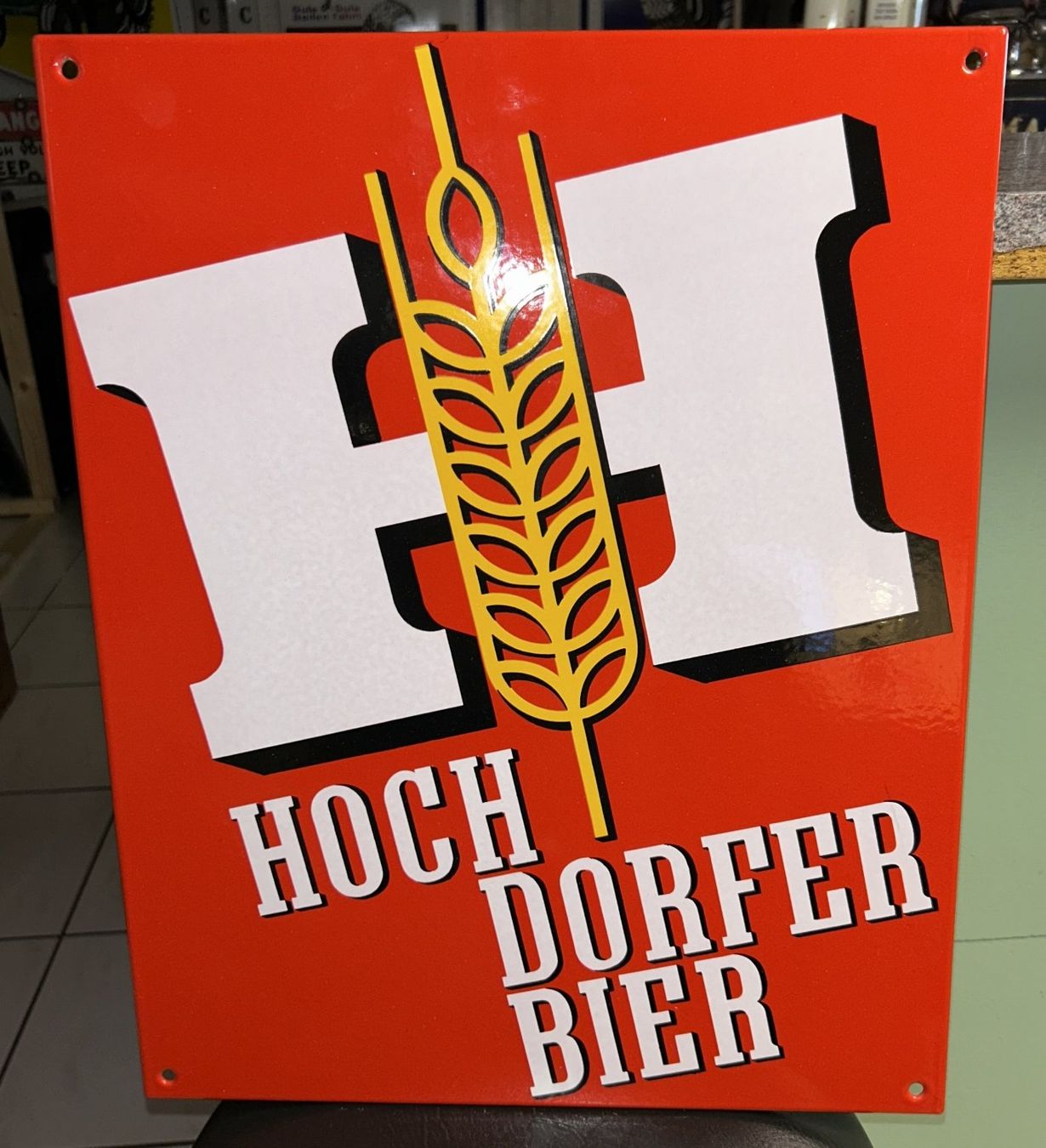 Insegne: Hochdorfer Bier Emailschild – Usato da Lüchingen venduto da Aw67