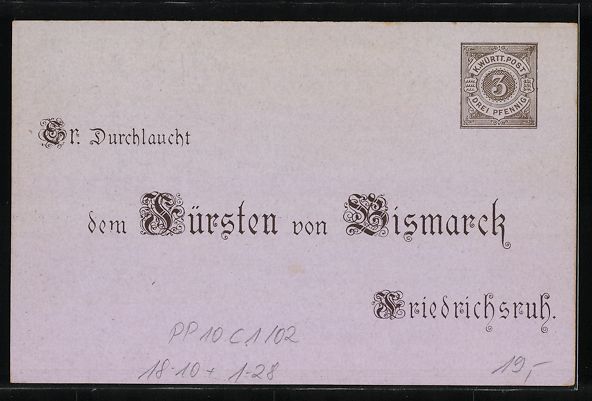 Cancelleria postale: Litho Ganzsache Württemberg PP10C1 /02: – Usato da Berlin venduto da bartko-reher 1