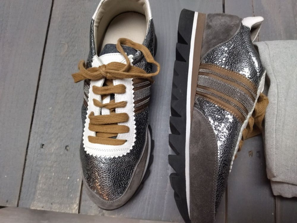 Sneakers En Velours Cuir Brunello Cucinelli - Taille 40 - Neuves Sans Boîte