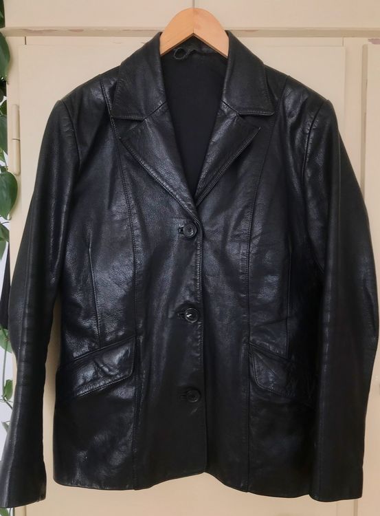 Wie neu: Übergangsjacke Jacke Lederjacke, schwarz, Damen, S 2