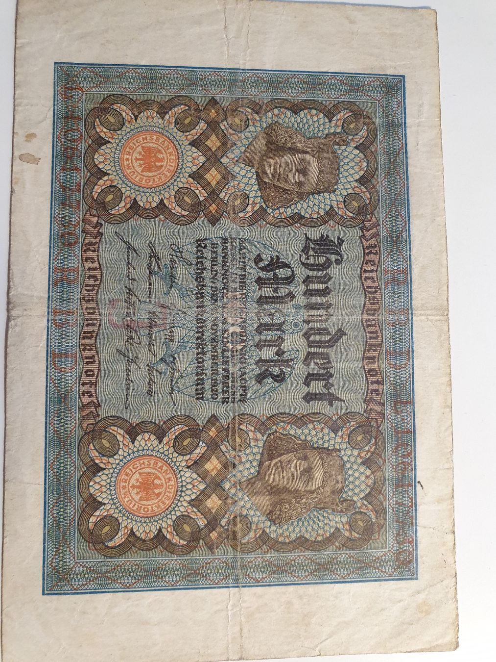 Banconote: 100 Mark, Reichsbank von 1920 – Usato da Würenlos venduto da calimero095