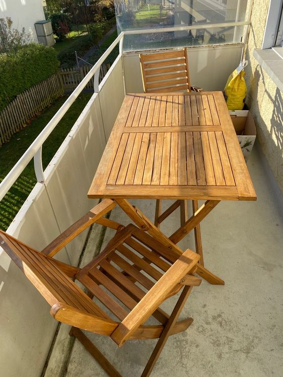 Garten Balkonmöbel Holz Tisch mit vier Stühlen Kaufen auf Ricardo