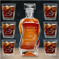 Whisky Karaffe mit 6 Gläsern und Gravur für sie zum 40. Geb.
