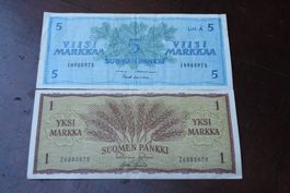 Finland 1 & 5 Markkaa 1963