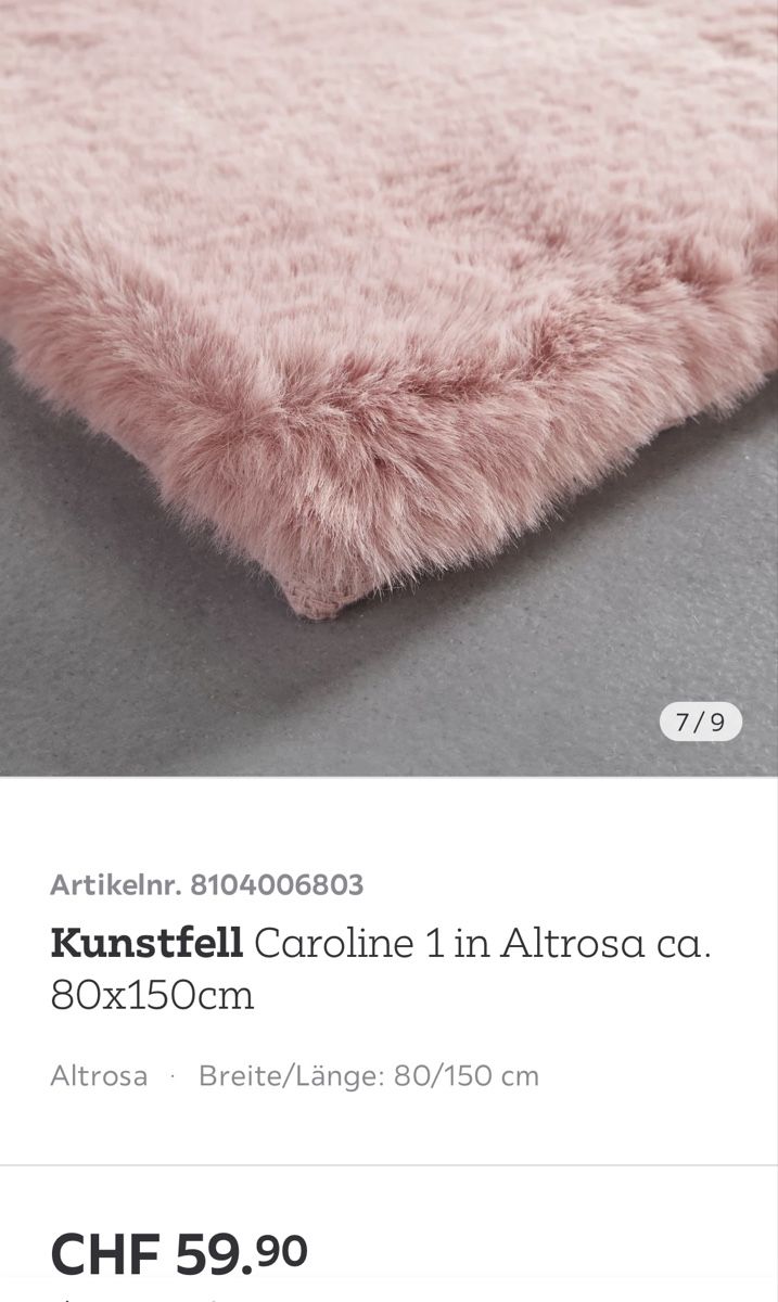 Teppiche: Kunstfell Teppich "Caroline" Altrosa, 80x150cm NEU – Neu (gemäss Beschreibung) aus Horw von ast_b5c6 3