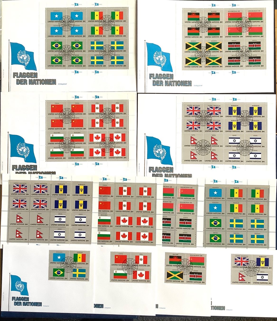 Tutti i francobolli: 1983 USA UNO FLAGGEN Kompl.Serie Bogen **+ Grossbriefe +FDC – Nuovo (secondo la descrizione) da Liestal venduto da Skunk02
