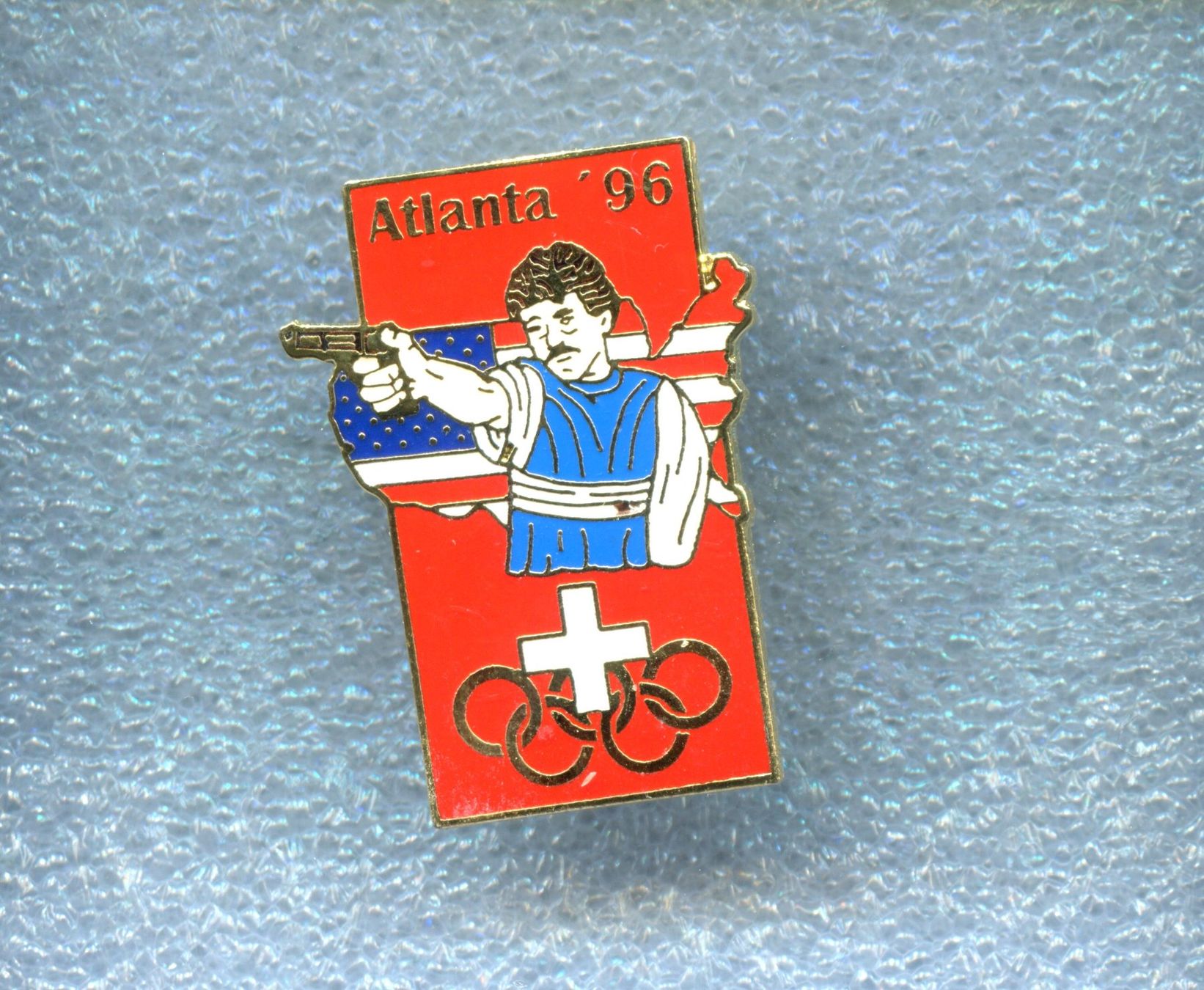 Placchette & Badge: Olympiade Atlanta '96  PISTOLENSCHIESSEN – Usato da Winterthur venduto da Sammleroase